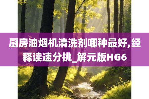 厨房油烟机清洗剂哪种最好,经释读速分挑_解元版HG6