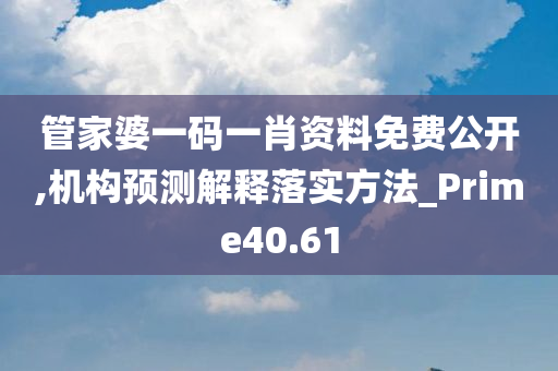 管家婆一码一肖资料免费公开,机构预测解释落实方法_Prime40.61