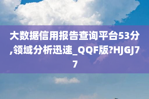 大数据信用报告查询平台53分,领域分析迅速_QQF版?HJGJ77