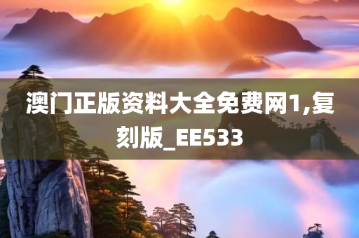 澳门正版资料大全免费网1,复刻版_EE533