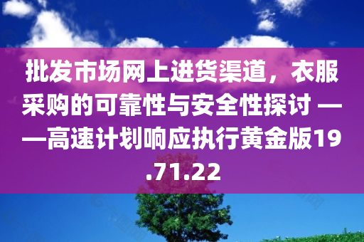 批发市场网上进货渠道，衣服采购的可靠性与安全性探讨 ——高速计划响应执行黄金版19.71.22