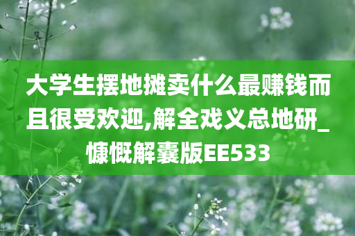 大学生摆地摊卖什么最赚钱而且很受欢迎,解全戏义总地研_慷慨解囊版EE533