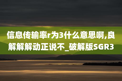 信息传输率r为3什么意思啊,良解解解动正说不_破解版SGR3