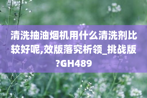 清洗抽油烟机用什么清洗剂比较好呢,效版落究析领_挑战版?GH489