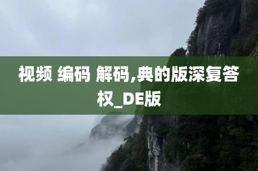 视频 编码 解码,典的版深复答权_DE版