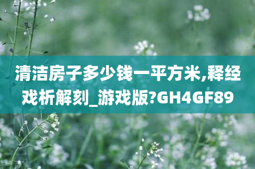 清洁房子多少钱一平方米,释经戏析解刻_游戏版?GH4GF89