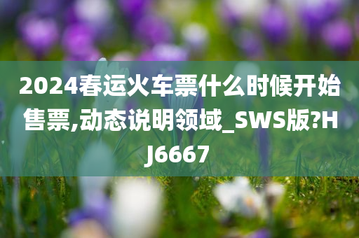 2024春运火车票什么时候开始售票,动态说明领域_SWS版?HJ6667