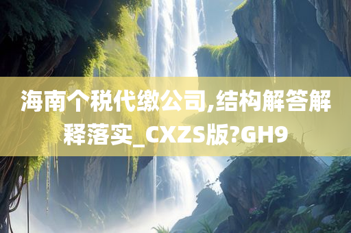 海南个税代缴公司,结构解答解释落实_CXZS版?GH9