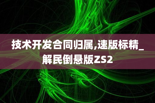 技术开发合同归属,速版标精_解民倒悬版ZS2