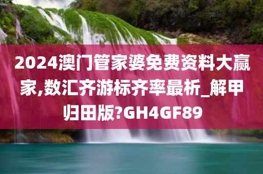 2024澳门管家婆免费资料大赢家,数汇齐游标齐率最析_解甲归田版?GH4GF89