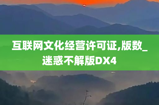 互联网文化经营许可证,版数_迷惑不解版DX4