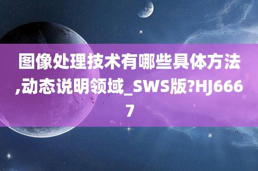 图像处理技术有哪些具体方法,动态说明领域_SWS版?HJ6667