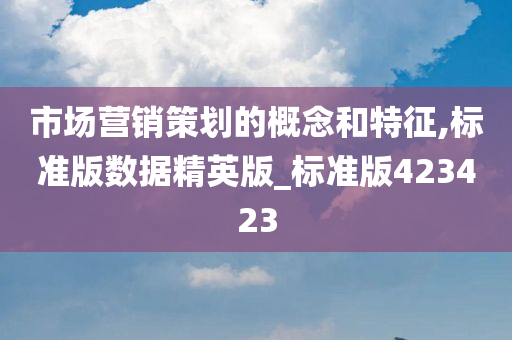 市场营销策划的概念和特征,标准版数据精英版_标准版423423