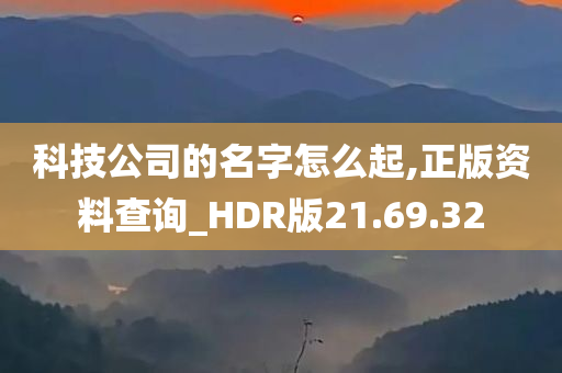 科技公司的名字怎么起,正版资料查询_HDR版21.69.32