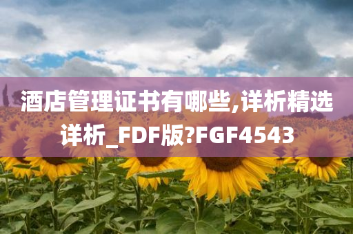 酒店管理证书有哪些,详析精选详析_FDF版?FGF4543