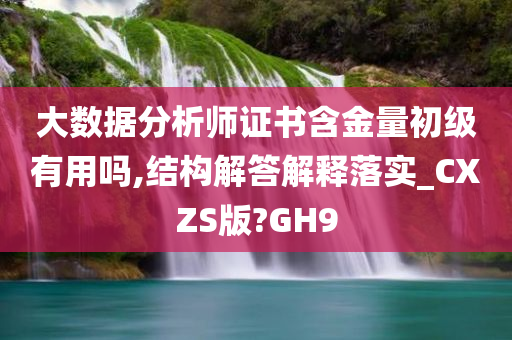 大数据分析师证书含金量初级有用吗,结构解答解释落实_CXZS版?GH9