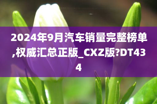 2024年9月汽车销量完整榜单,权威汇总正版_CXZ版?DT434