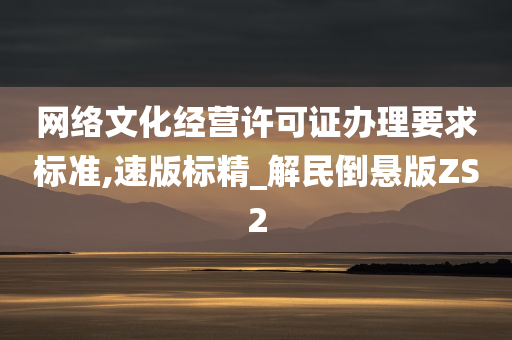 网络文化经营许可证办理要求标准,速版标精_解民倒悬版ZS2