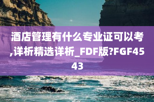 酒店管理有什么专业证可以考,详析精选详析_FDF版?FGF4543