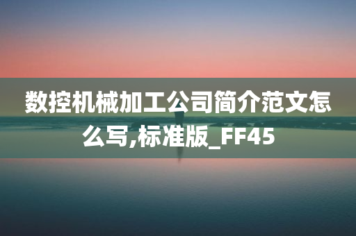 数控机械加工公司简介范文怎么写,标准版_FF45