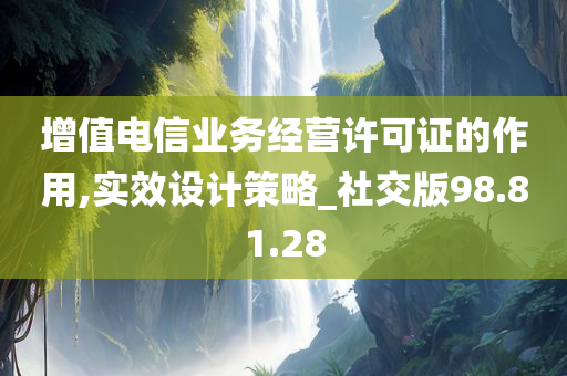 增值电信业务经营许可证的作用,实效设计策略_社交版98.81.28