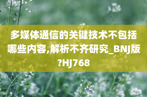 多媒体通信的关键技术不包括哪些内容,解析不齐研究_BNJ版?HJ768