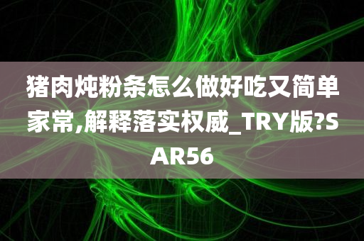 猪肉炖粉条怎么做好吃又简单家常,解释落实权威_TRY版?SAR56