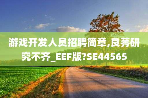 游戏开发人员招聘简章,良莠研究不齐_EEF版?SE44565