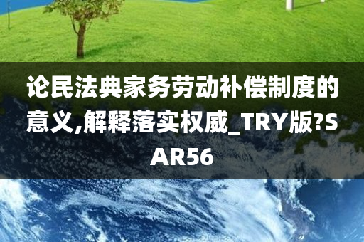 论民法典家务劳动补偿制度的意义,解释落实权威_TRY版?SAR56