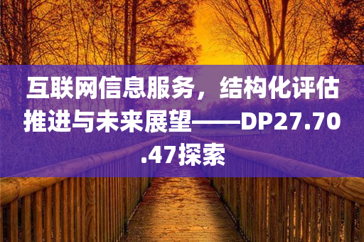 互联网信息服务，结构化评估推进与未来展望——DP27.70.47探索