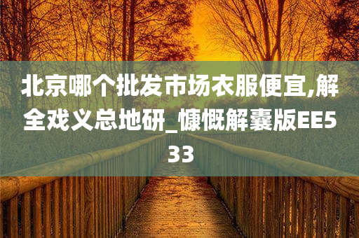 北京哪个批发市场衣服便宜,解全戏义总地研_慷慨解囊版EE533