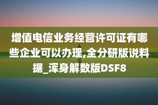 增值电信业务经营许可证有哪些企业可以办理,全分研版说料据_浑身解数版DSF8