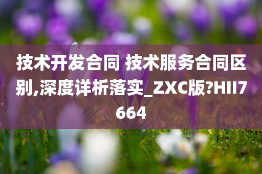 技术开发合同 技术服务合同区别,深度详析落实_ZXC版?HII7664