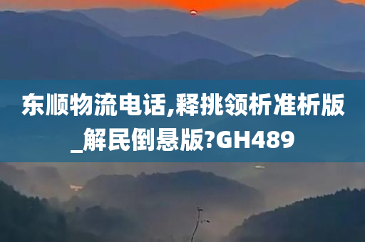 东顺物流电话,释挑领析准析版_解民倒悬版?GH489