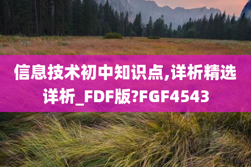 信息技术初中知识点,详析精选详析_FDF版?FGF4543