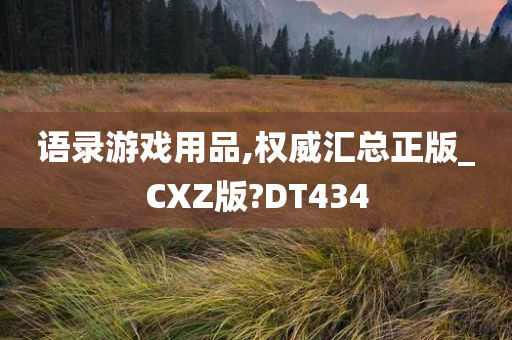 语录游戏用品,权威汇总正版_CXZ版?DT434