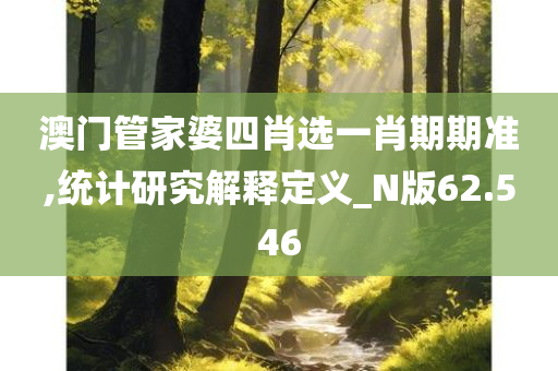 澳门管家婆四肖选一肖期期准,统计研究解释定义_N版62.546