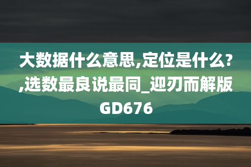 大数据什么意思,定位是什么?,选数最良说最同_迎刃而解版GD676