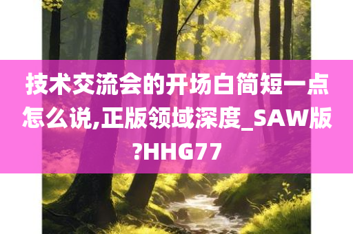 技术交流会的开场白简短一点怎么说,正版领域深度_SAW版?HHG77