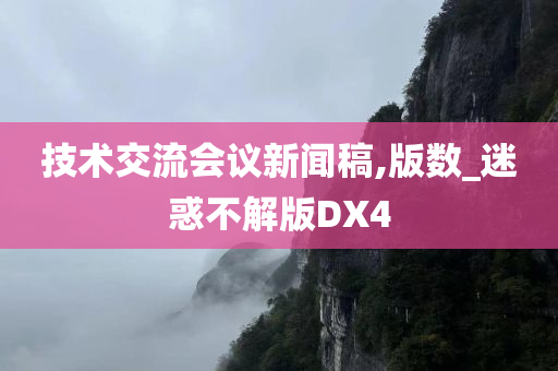 技术交流会议新闻稿,版数_迷惑不解版DX4