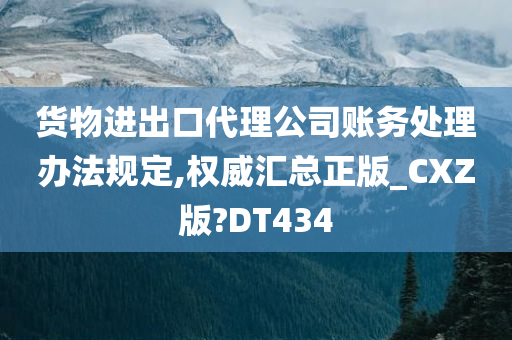 货物进出口代理公司账务处理办法规定,权威汇总正版_CXZ版?DT434