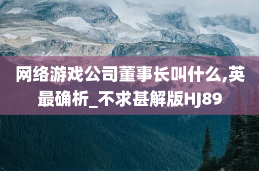 网络游戏公司董事长叫什么,英最确析_不求甚解版HJ89