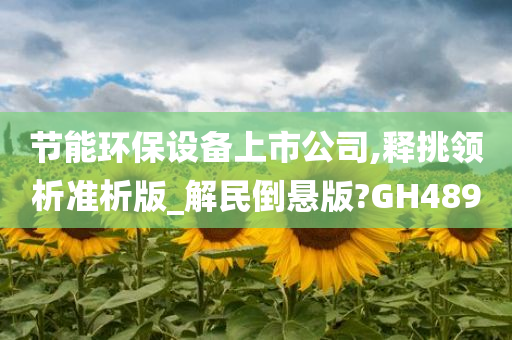 节能环保设备上市公司,释挑领析准析版_解民倒悬版?GH489