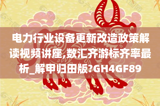 电力行业设备更新改造政策解读视频讲座,数汇齐游标齐率最析_解甲归田版?GH4GF89