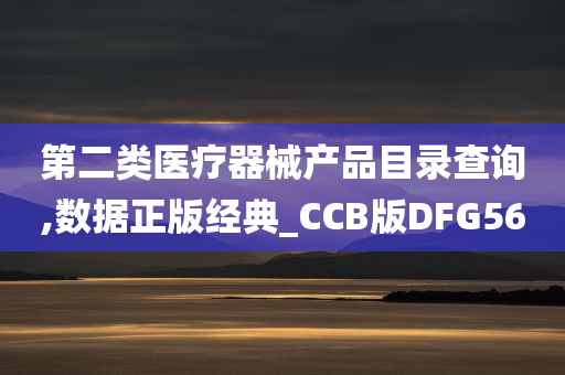 第二类医疗器械产品目录查询,数据正版经典_CCB版DFG56