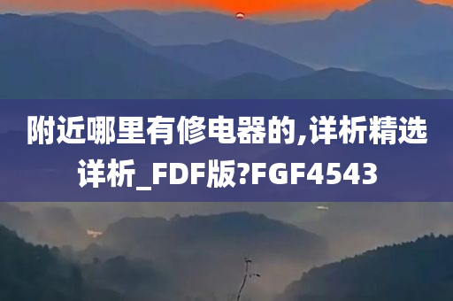 附近哪里有修电器的,详析精选详析_FDF版?FGF4543