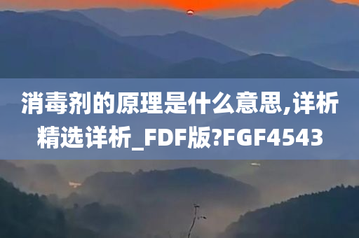 消毒剂的原理是什么意思,详析精选详析_FDF版?FGF4543