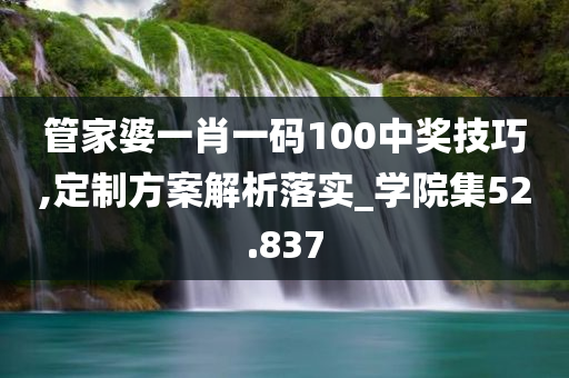 管家婆一肖一码100中奖技巧,定制方案解析落实_学院集52.837