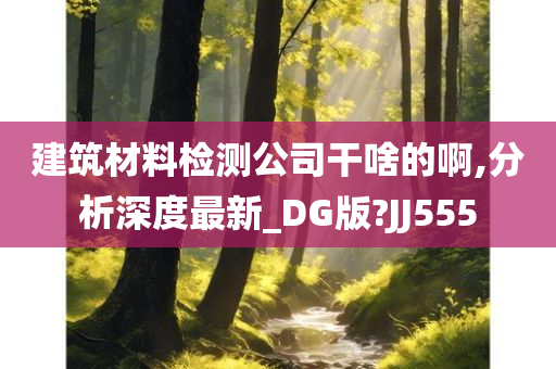 建筑材料检测公司干啥的啊,分析深度最新_DG版?JJ555