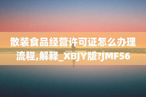 散装食品经营许可证怎么办理流程,解释_XBJY版?JMF56